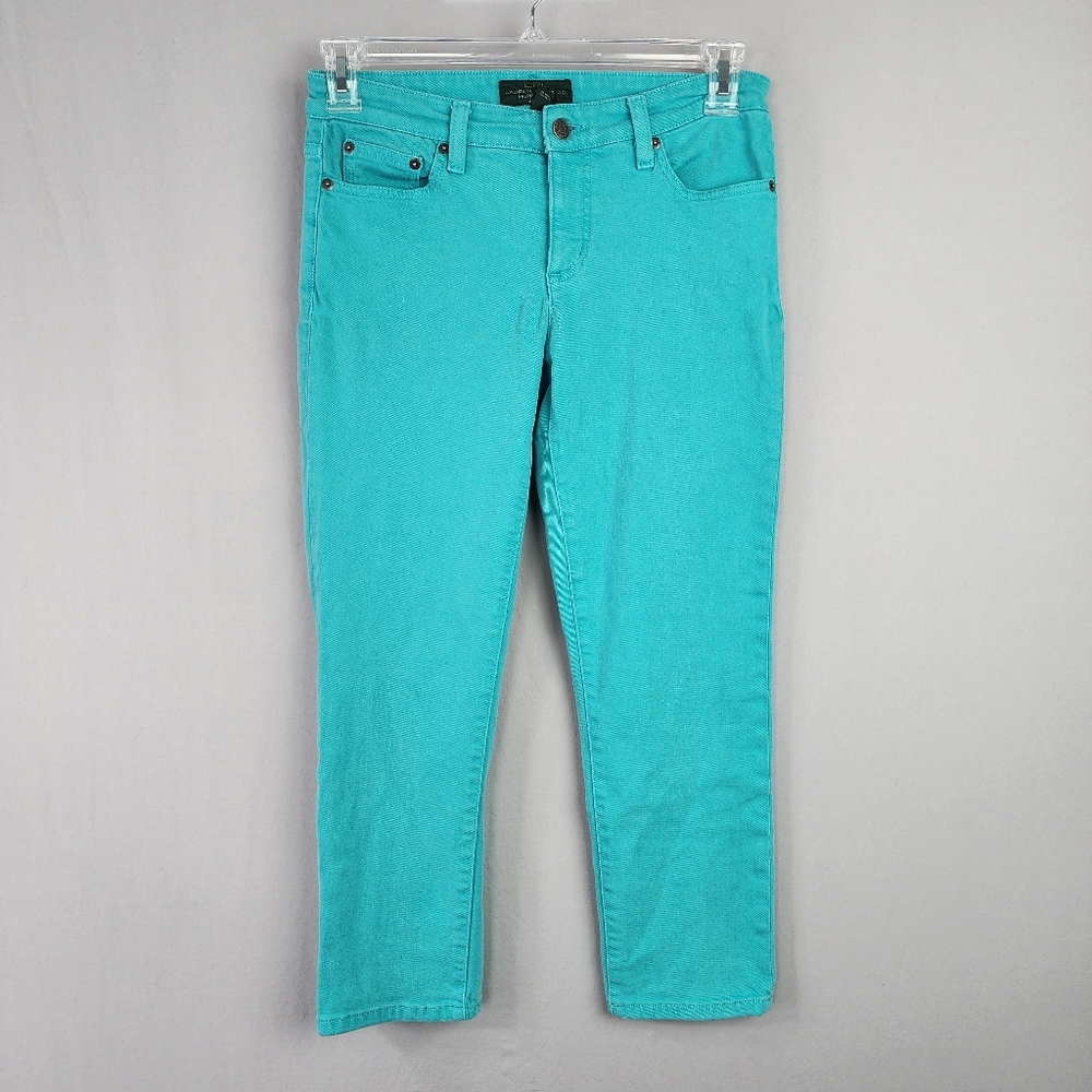 LRL Lauren Ralph Lauren Modern Straight Crop Blue Jeans Sz 6 Petite
